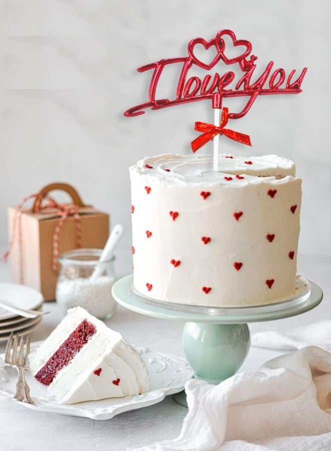 AMFIN زينة كعكة الحب من AMFIN للخطوبة، عيد الحب، ذكرى الزواج، حفلات أعياد الميلاد، إكسسوارات تزيين الكيك - أحمر - Image 3